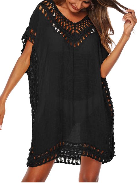 Swimsuit Cover Ups For Women V Neck Hollow Out Swim Coverup Crochet