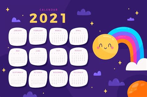 Premium Vector Abstract 2021 Calendar Template