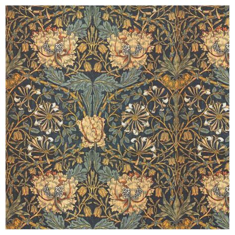 William Morris Antique Honeysuckle Floral Pattern Fabric William