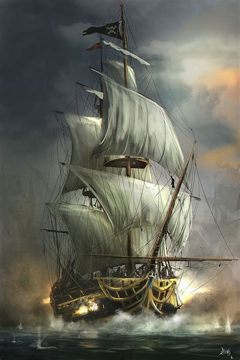 Last Battle Reha Sakar Sailing Ships Ship Paintings Pirate Boats