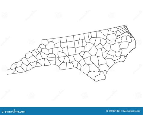 Counties Map Of Us State Of North Carolina Stock Vector Illustration