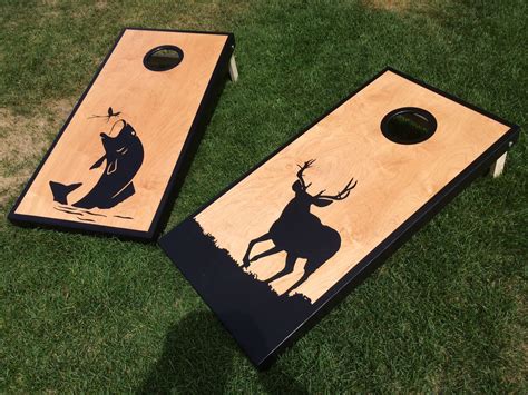 Buck And Fish Stained Cornhole Boards Custom Made From