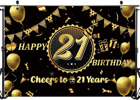 Happy 21st Birthday Backdrop For Men Women 21 Birthday