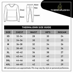Men 39 S Thermal V Neck Set Size Chart Thermajohn
