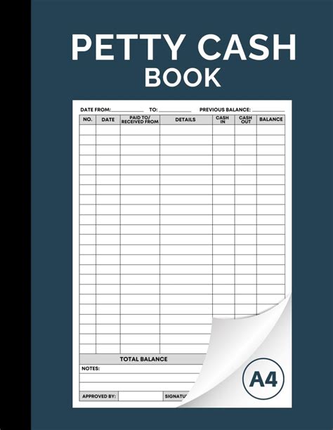 Petty Cash Book Petty Cash Logbook Cash Flow Log For Small Businesses