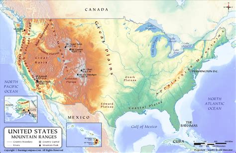 Usa Mountains Map Us Mountain Ranges Map