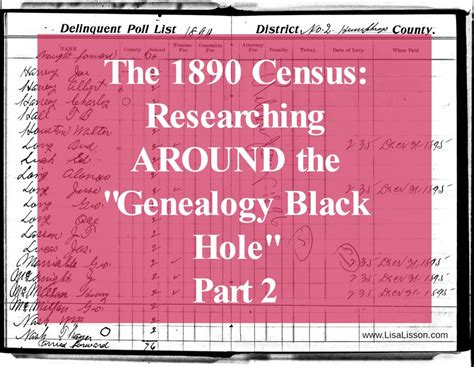 The 1890 Census Researching Around The Genealogy Black Hole Part