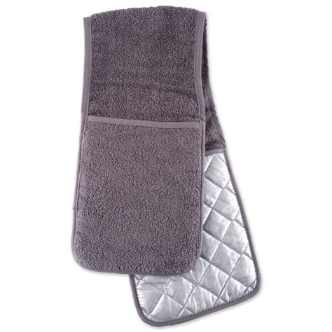 Set Of 2 Gray Cotton Double Oven Mitt 36