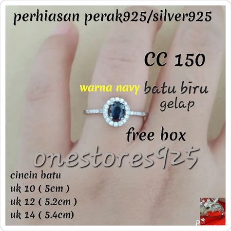 Jual Cincin Perak Asli Silver 925 Wanita Lapis Emas Putih Batu Warna