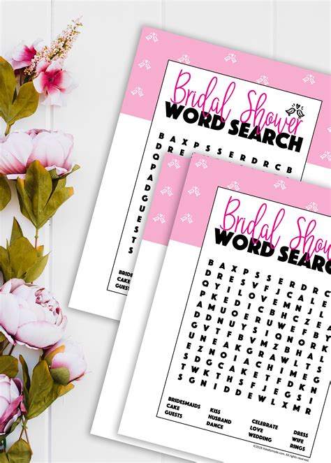 Bridal Shower Word Search Printable Word Search Bridal Etsy