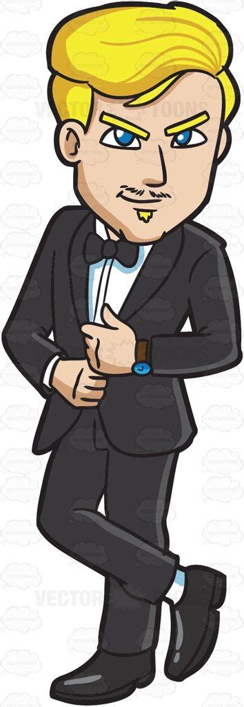 A Stylish Blonde Man In Tuxedo Cartoon Clipart Vector Vectortoons