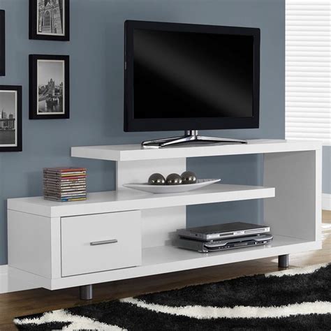 Finding the right style to compliment the modern decor in your theater or living room can single handedly make or break the room. 50 Photos White Tall TV Stands | Tv Stand Ideas