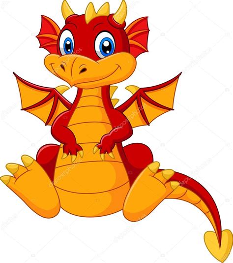 Cartoon Baby Red Dragon — Stock Vector © Dreamcreation01 123680320