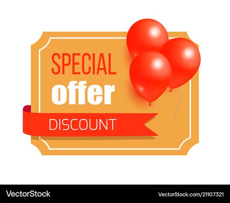 Discount Special Offer Card Design Balloons Label Vector Image