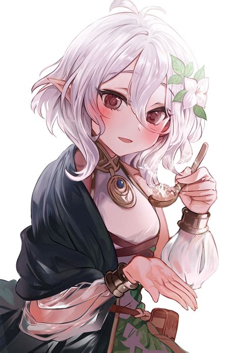 Download X Princess Connect Kokkoro White Hair Blushy Shy Expression Pointy Ears
