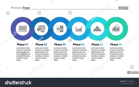 Six Phases Timeline Slide Template Stock Vector Royalty Free