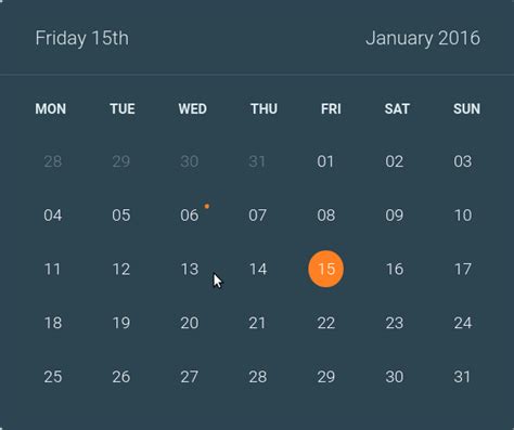 5 CSS Calendars | FrontBackend