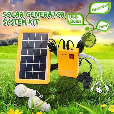 3w Solar Panel Lighting Kit Solar Generator Solar Home Dc System Kit Usb Solar Charger With 2