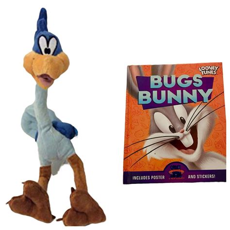 Looney Tunes Road Runner 12 And Bugs Bunny Book Plush Soft Stuffed