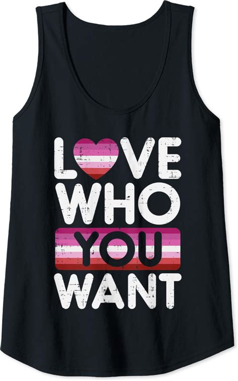 Womens Love Who You Want Lesbian Heart Pride Flag Lgbtq Couple Tank Top Clothing