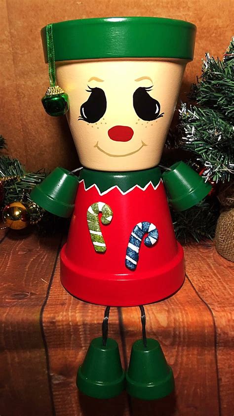 Elf Holiday Decoration Flower Pot People Clay Pot Person Planter