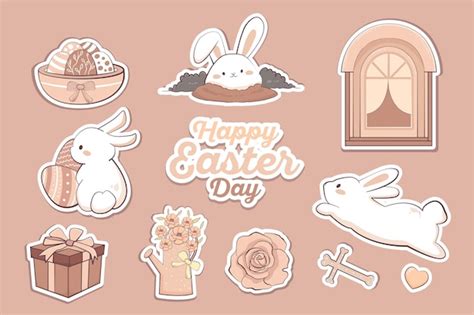 Premium Vector Cute Kawaii Sticker Bunny For Easter Day And Spring