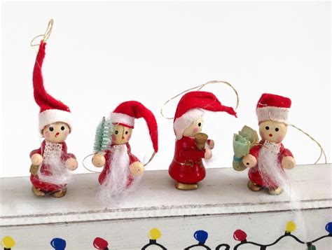 Vintage Wooden Christmas Ornaments Vintage Christmas Elf Set Etsy