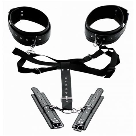 Bdsm Leather Thigh Harness With Wrist Cuffs Spread Open Etsy 日本