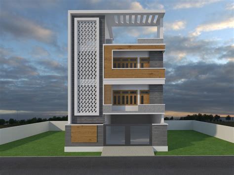 Stilt Triplex House Designmodern Elevation Work Provided