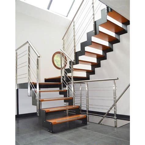 Modern Straight Stair Floating Staircase With Wood Glass Tread And