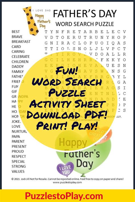 Father S Day Word Search Puzzle In Father S Day Words I Love My