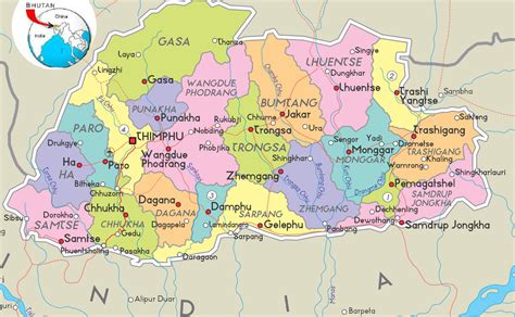 Carte Des Pays Avec Les Villes Le Bhoutan