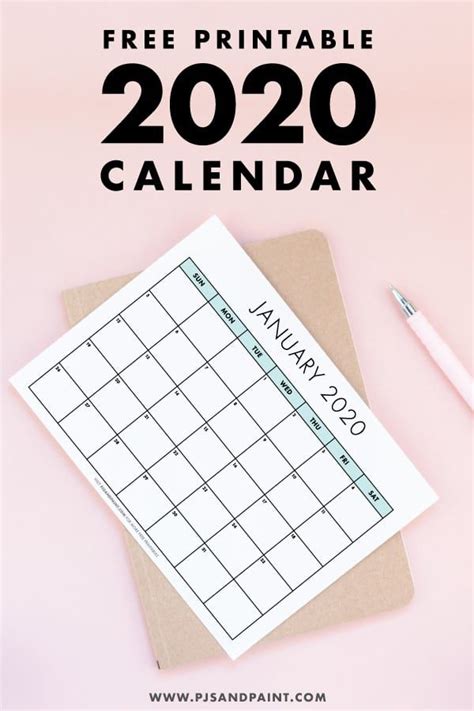 Free Printable 2020 Calendar Sunday Start Printable Calendar Pages