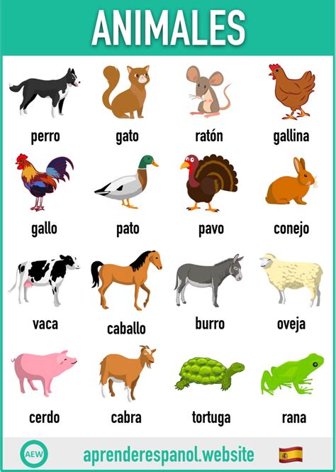 Los Animales De La Granja En Español Vocabulario Y Ejercicios E1b