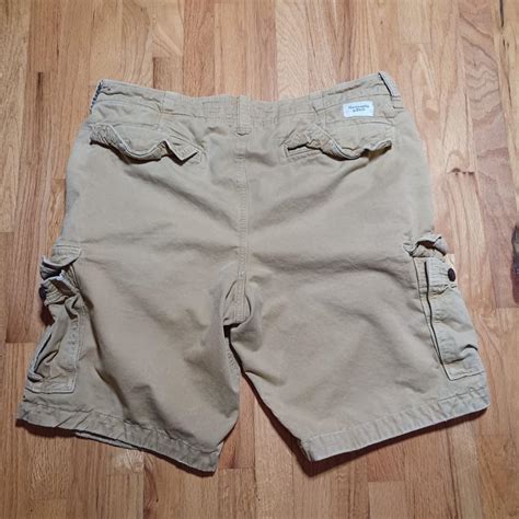 abercrombie and fitch cargo shorts khaki tan canvas depop