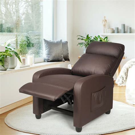 Gymax Recliner Massage Chair Single Sofa Pu Leather Padded Seat W Footrest Home Chair