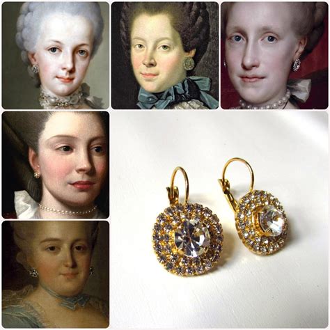 18th Century Paste Glass Earrings Reproduction Rococco Earrings