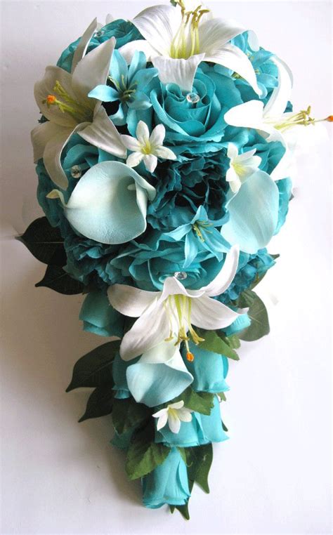 17 Piece Package Wedding Bouquet Bridal Bouquets Silk Flower Etsy