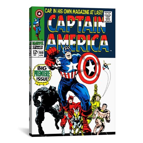 Marvel Comic Book Captain America Issue Cover 100 Canvas Print Bellechic