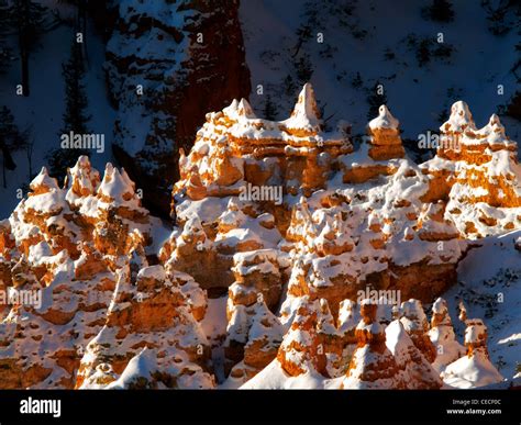 Snow On Hoodoos Bryce Canyon National Park Utah Stock Photo Alamy