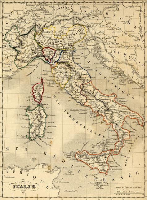 Carte De Litalie 1843 Alexandre Vuillemin