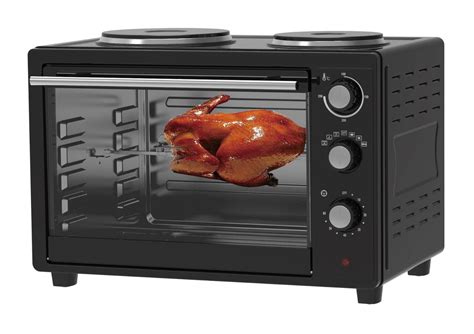 New 35ltr Rotisserie Convection Electric Benchtop Fan Oven Twin Hotplate