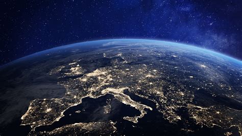 Earth At Night From Space Europe City Lights Continent Earth From