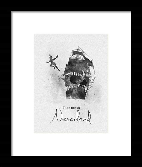 Take Me To Neverland Black And White Framed Print By My Inspiration