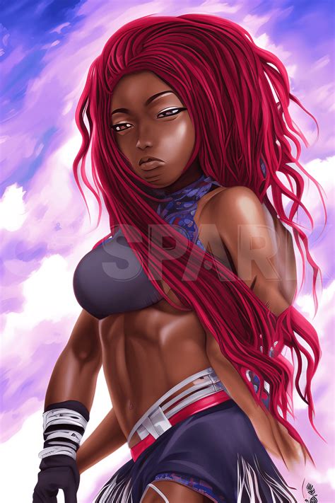 Anime Style African American Woman Ninja · Creative Fabrica