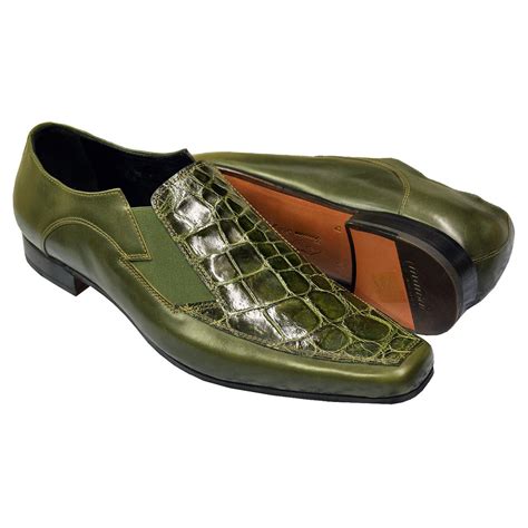 Mauri 0216 Olive Green Genuine Alligator Italian Calfskin Loafer