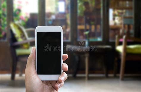 Manand X27s Hand Shows Mobile Smartphone In Vertical Position Stock