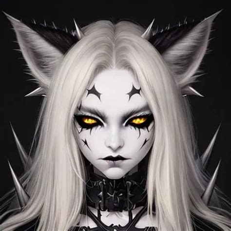 Demon Girl Black Sclera Yellow Cat Eyes Big Gray