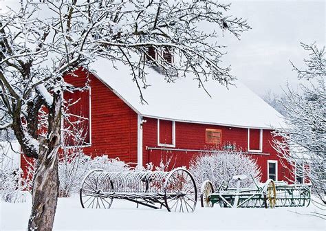 Winter Winter Beauty Red Barns Country Barns Winter Scenery