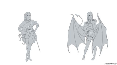 Alura Concept Of Human And Succubus Forms Drawing In Progress By Me